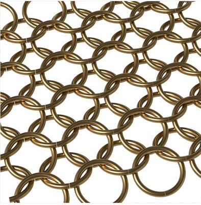 Custom Anodized Architectural Interior Design Metal Mesh Stainless Steel Woven Ring Mesh Curtain