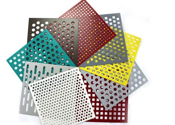 Metallic Architectural Decorative PVDF Perforated Metal Facades Powder Coating