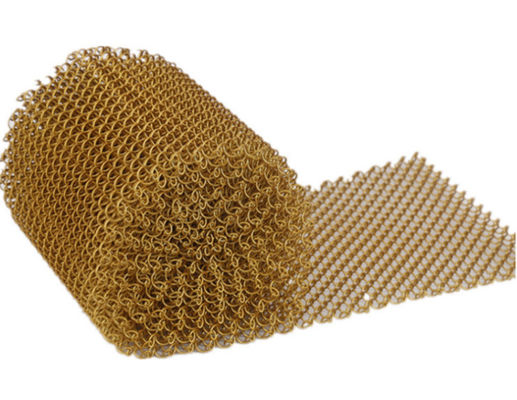6x6mm Aluminum Chain Link Curtain Gold Architectural Mesh