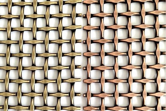 Durable Golden Brass Color Stainless Steel Architectural Woven Wire Mesh For Curtain