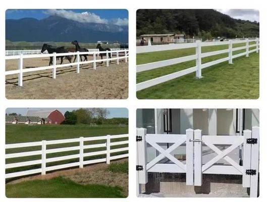 Easy Installation 3 Rails Design Pvc Plastic Vinyl Coated Ranch Paddock Horse Fencing