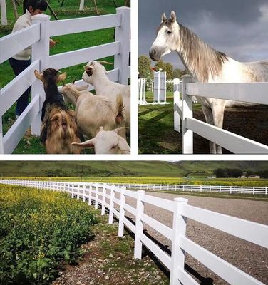 Sustainable White Vinyl Horse Fencing 3 Rails Design