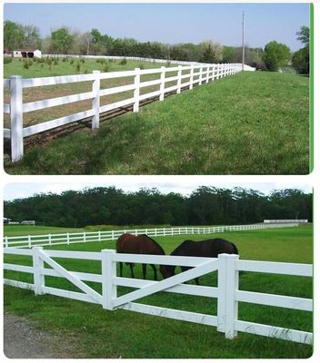 Cattle 3 Rails White Portable Horse Farm Outside PVC Farm Fence