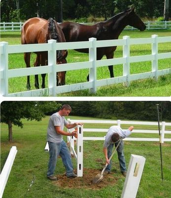 Heavy Duty 2 Rails 3 Rails Pvc Horse Fence Vinyl Fence For Farm
