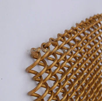 Decorative Aluminium Metal Mesh Curtain Chain Drapery Fabric Fireplace Wire Mesh Metal Coil Mesh Ceiling Curtain