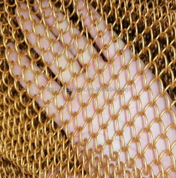 Decorative Aluminium Metal Mesh Curtain Chain Drapery Fabric Fireplace Wire Mesh Metal Coil Mesh Ceiling Curtain