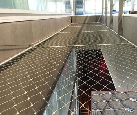 Customized Silver Stainless Steel Rope Mesh Recyclable Maintenance Free for Architectural Protection