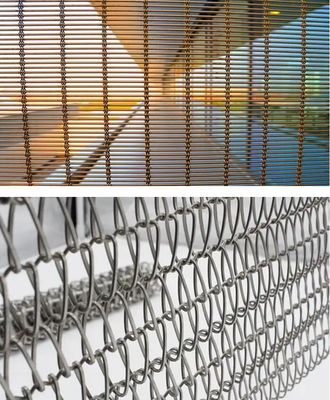 Decorative Spiral Weave Mesh For Architectural Conveyor Belt Metal Woven Mesh For Buildings