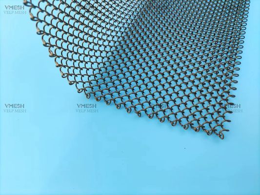 Customized Size Chain Link Metal Curtain In Pairs Design For Safety Fireplace Mesh