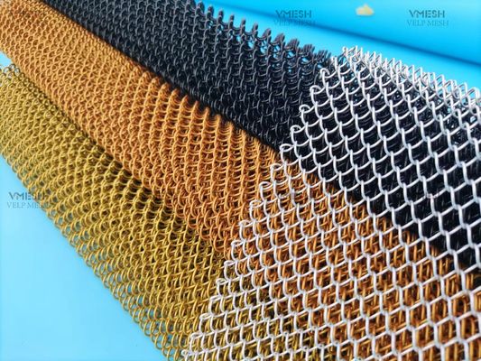 Architectural Crimped Woven Wire Mesh Decorative Metal Chain Mesh Curtain Alloy Mesh Coil Drapery