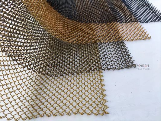 Architectural Crimped Woven Wire Mesh Decorative Metal Chain Mesh Curtain Alloy Mesh Coil Drapery