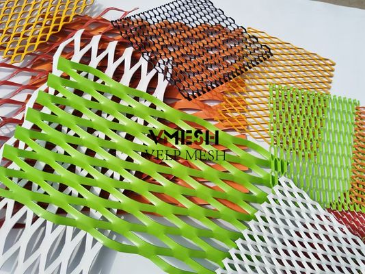 PVDF Aluminum Expanded Metal Mesh 5.5mm 6.0mm Wall Cladding Ventilated Facades