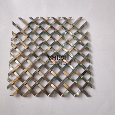 Antique Brass Flat Wire Stainless Steel Crimped Woven Mesh Decorative Woven Mesh Panels for Cabinet Door Inserts and Architectural Crimped Mesh Grilles