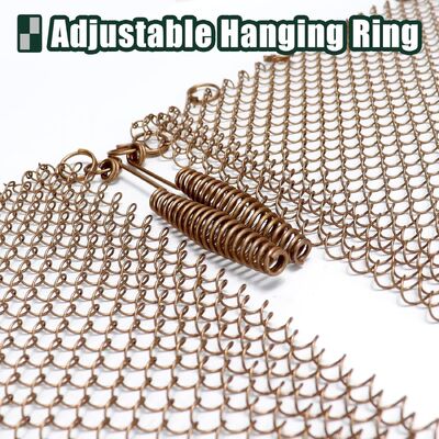 Customized Size 6*6mm Chain Link Metal Curtain In Pairs Design Fireplace Screen Mesh