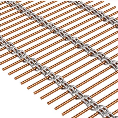 Architectural Decorative Stainless Steel Cable Rod Woven Wire Mesh For Indoor Curtain Mesh