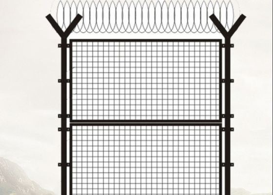 Y Square Post Galvanized Wire Mesh Fence with Razor Wire 4.0mm 4.5mm