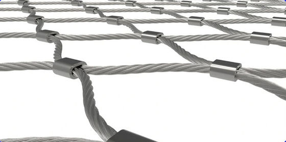 30*30mm SS304/316 Flexible Cable Mesh Diamond Woven Knotted Stainless Steel Wire Rope Mesh for Zoo Protection