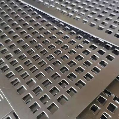 PVDF Decorative Aluminum Square Hole Perforated Metal Mesh For Wall Curtain