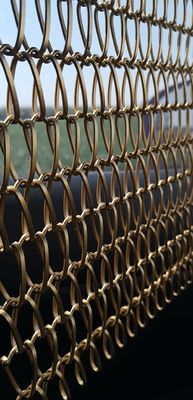 Golden 1.2mm Aluminum Chain Link Mesh Curtain Powder Coated