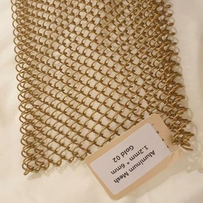 6*6mm Heavy Metal Chain Link Curtains Gold Architectural Aluminum For Exhibition Hall