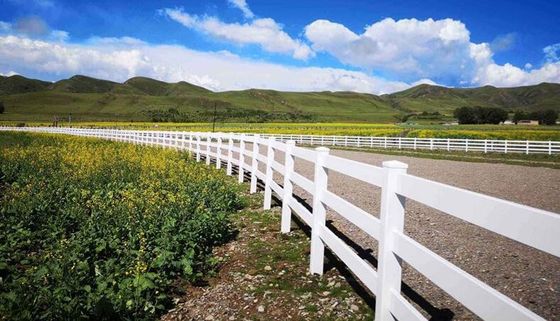 Stable White 3rails Design PVC Fence Plastic Vinyl Ranch Paddock Horse Fence
