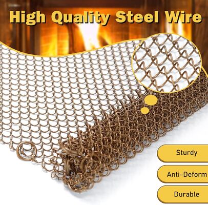 Household Indoor Metal Mesh Golden Color Steel Material Fireplace Mesh Screen Curtain