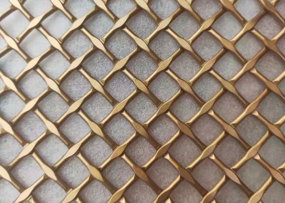0.02-2.0mm Wire Lock Crimped Architectural Metal Mesh Brass Bronze Velp