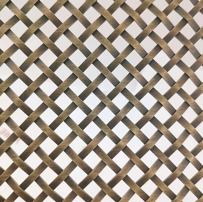 Anti Corrosion Architectural Brass Mesh Round Wire And Flat Wire Intersect